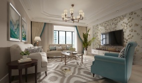 田园风简约客厅家装模型